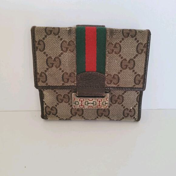 GUCCI Vintage Sherry Guccissima Wallet Bifold Brown Designer Mediu Retro Compact - Picture 1 of 14